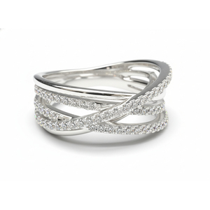 Luxury Diamond Crossover <b>Ring</b> 925 <b>Silver</b> / 10KT 14KT 18KT Gold Multi-Layer Criss <b>Cross</b> <b>Ring</b> For Women Wear Jewelry - Product Image 1