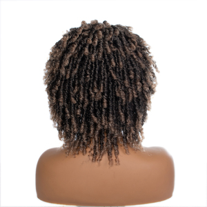 Parrucche Afro Ricci Ondulati Sintetici Ombre Marrone e Biondo con Fascia Nera per Donna - Ingrosso Fabbrica - Product Image 4