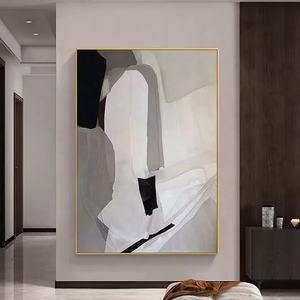 <span class=keywords><strong>Pittura</strong></span> murale astratta di tela bianca nera fatta a mano <span class=keywords><strong>pittura</strong></span> a olio <span class=keywords><strong>geometrica</strong></span> moderna minimalista decorazione di arte della parete - Product Image 4