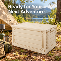 Boîte de rangement pliable en plastique pour le camping en plein air, avec couvercle en bois, anti-poussière, anti-humidité, style japonais, organisateur de coffre de voiture suspendu