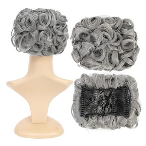 <span class=keywords><strong>Chignon</strong></span> bouclé facile à clipser pour femme avec deux peignes en plastique, <span class=keywords><strong>filet</strong></span> élastique, couvre-<span class=keywords><strong>chignon</strong></span> en fibre haute température, portable - Product Image 1