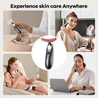 Masseur sans fil LED pour le cou et le visage, thérapie par lumière 3 couleurs, appareil rechargeable portable pour raffermir la peau, à domicile et en voyage