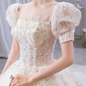 French Style Wedding Dress Ball Gown Square Collar Princess Waistline With Train Vintage Elegant Bride Dress - Product Image 2
