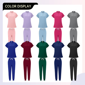 Women Sleeveless Scrub Suit Set Moisture Wicking Hospital Uniforms Split Design Pink M Size - Product Image 2