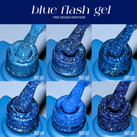 JTING 6 couleurs Gel Polish Bleu Flash Réfléchissant Collection de Gels Scintillants Super Brillants Gel Flash Fournisseur Professionnel de Produits pour Ongles