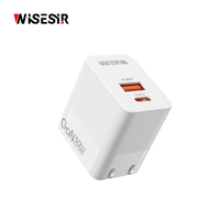 Chargeur WISESIR 30W GaN double port Type-C et USB-A avec protection OTP pour téléphones Android, charge rapide