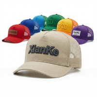 Casquette Trucker X&K Performance en tissu éponge, toile délavée et usée, maille, 5 panneaux, calotte haute, style rétro, réglable, fermeture snapback, pour commande en gros