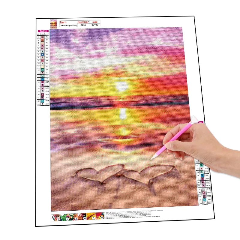 5d Diy Kits De Pintura Diamante Broca Completa Praça Beads Bordados Tamanho Personalizado Sunset Beach Love Handwork Wall Art