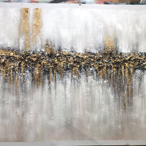 Tóm tắt vàng dày nghệ thuật làm bằng tay sơn dầu vải vàng lá tường hình ảnh sang trọng tác phẩm nghệ thuật vải sơn trừu tượng lớn nghệ thuật - Product Image 5