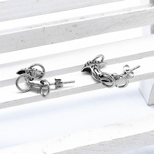 Pendientes yunnique con forma de luna creciente, poste para la oreja de acero y titanio para hombres y mujeres, color acero GZYE 0013 - Product Image 5
