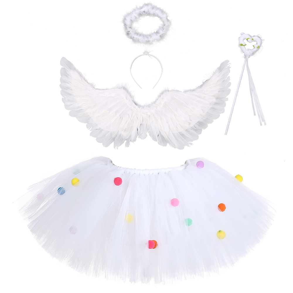 Детский сценический костюм Белого Ангела на заказ, юбка для девочек, головной убор с крыльями, наряды для детей