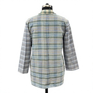 Chaqueta Blazer de Mujer Hecha a Mano con Doble Botonadura, Estilo Kantha, Patchwork, Acolchada, Estilo Boho, a Cuadros, Vintage, 100% Algodón - Product Image 4