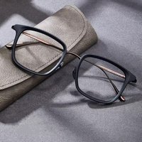 Marcos ópticos retro de alta calidad, gafas antiluz azul, marcos de anteojos de Metal de diseñador cuadrado Simple de negocios para hombres, venta al por mayor