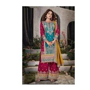 Suministro directo de fábrica Gulzar Lohri Chinon Palazzo Suit Perfecto para ocasiones festivas Salwar Suit Disponible de proveedor indio - Product Image 1