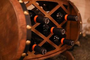 Diretta della fabbrica di Stile di Paese di Forma <span class=keywords><strong>a</strong></span> <span class=keywords><strong>Botte</strong></span> di Legno Cremagliera del Vino 7 Bottiglie Per Soggiorno - Product Image 4