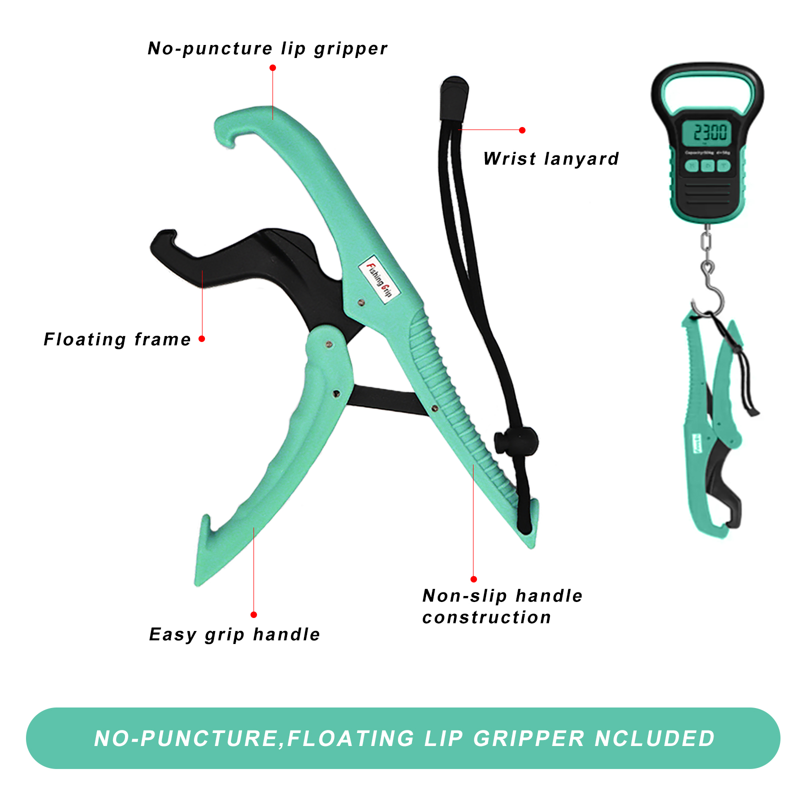 Balance De Pêche Numérique 110Lb Avec Pince Et Règle - Vert