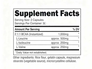 Cápsulas de BCAA 2:1:1, Crecimiento y Recuperación Muscular, Aminoácidos de Cadena Ramificada, Resistencia y Aumento de Energía Durante el Ejercicio, Suplementos para Quemar <span class=keywords><strong>Grasa</strong></span> - Product Image 3