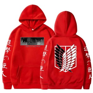 Felpa con cappuccio stampata " L'attacco dei Giganti "   Il pullover Harajuku da uomo in stile coppia è un look street style ispirato agli anime di tendenza. - Product Image 3