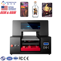 Refinecolor Multifunktions-Flachbettdruckmaschine A3 UV DTF Aufkleber-Drucker für iPad-Hüllen Handyhüllen Glasflaschen Golfbälle