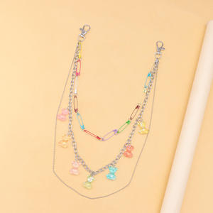Cadena de cintura con broche de oso colorido de aleación de zinc, con múltiples pasadas y dijes de oso de gelatina transparente, accesorio de moda - Product Image 4
