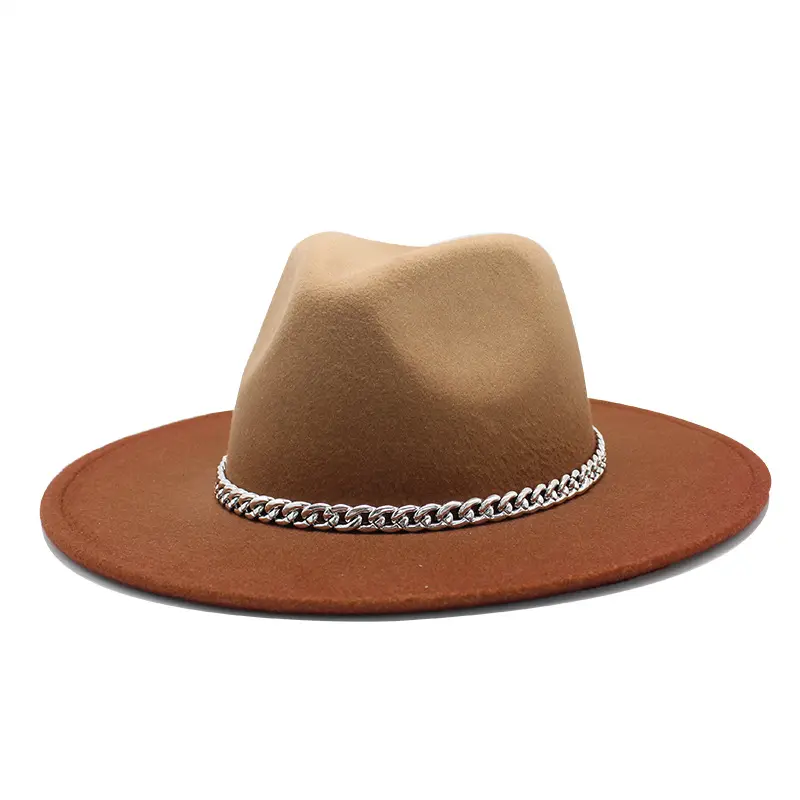 Grosir kustom Logo Sombrero Vintage Jazz topi wanita pria merasa lebar topi wanita gradien Panama topi Fedora