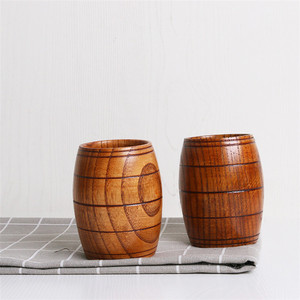 Creativo de barril de vino forma de azufaifa de madera copa natural retro hechos a mano gran barriga café taza de cerveza - Product Image 3