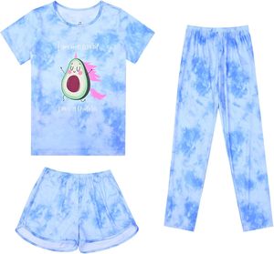 Pigiama in raso Set pigiama stampato carino da ragazza personalizzabile con cartoni animati Set vendita diretta in fabbrica pigiama 3 pezzi per bambini a basso prezzo - Product Image 2