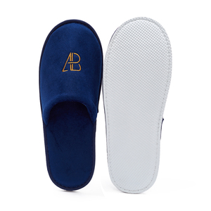 Logo personalizzato velluto blu monouso <span class=keywords><strong>ospedale</strong></span> matrimonio Hotel bagno SPA pantofole <span class=keywords><strong>per</strong></span> gli ospiti - Product Image 3