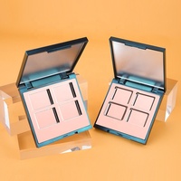 Palette de fards à paupières tendance personnalisée 4 couleurs avec miroir, palette vide pour contour et blush avec texture métallisée en spray