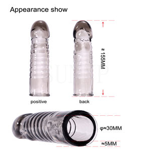 Kostenlose individuelle Schachtel  Schwänze Verlängerungsschuhe Penisbezug wiederverwendbares Silizium-Kondom mit Spitze Punkte für Männer Dildo-Scheide Kondome Spielzeug - Product Image 3