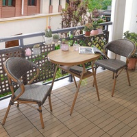 Ensemble table et 2 chaises de balcon en aluminium moderne pour appartement, hôtel et salon, utilisation extérieure, meubles de jardin durables et imperméables