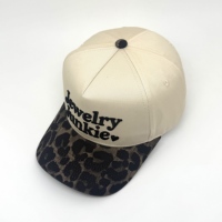 Casquette de baseball en coton bicolore motif léopard camouflage arboricole, broderie en relief ton sur ton personnalisée, casquette structurée à fermeture snapback