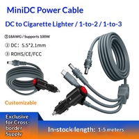 Câble d'alimentation Zowie 100W Mini DC5521 vers allume-cigare avec interrupteur, chargeur de voiture trois-en-un Type-C