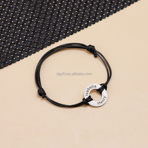 Nombre Grabado Arandela Pulsera Fabricante Disco <span class=keywords><strong>de</strong></span> acero inoxidable Trenzado <span class=keywords><strong>Amistad</strong></span> Pulseras Afirmación Joyería - Product Image 4