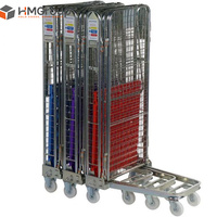 Conteneur à roulettes pliable en métal de 500 kg, chariot à cage métallique pliable