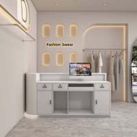 Comptoir de réception minimaliste moderne en acier inoxydable pour salon de beauté, restaurant, magasin de vêtements, petite boutique, personnalisation