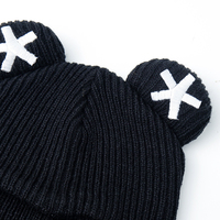 Pasamontañas con orejas de oso bordado acrílico personalizado, máscara de esquí de 1 Agujero, gorro para mujer, para montar y sombreros