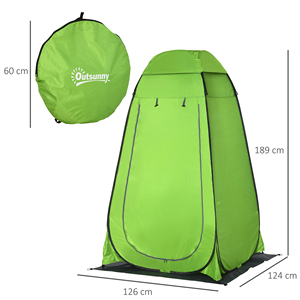Outsunny tente de douche de camping en plein air avec porte zippée, sac, rangement et crochet, 126x124x189cm, vert - Product Image 3