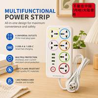 Regleta de alimentación universal IP44 de 10A con 6 tomas USB-C de cobre, interruptor y enchufes inteligentes para uso hospitalario