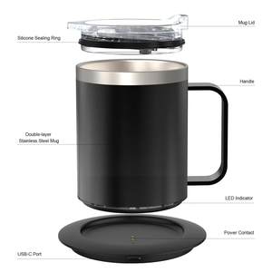 Noël <span class=keywords><strong>Black</strong></span> <span class=keywords><strong>friday</strong></span> Deal Tasse chauffante Double paroi en acier inoxydable Réchauffement automatique Alimenté par USB Étanche Garantie 1 an Utilisation au bureau - Product Image 2