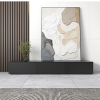 Meuble TV et table basse en bois moderne, design noir épuré, pour petits appartements et hôtels, à poser au sol dans le salon