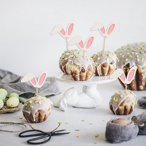 12 adornos para cupcakes con orejas de conejo, decoración para pasteles de Pascua, decoración para pasteles de primer cumpleaños para niñas, decoraciones para postres, palillos para comida de bebé - Product Image 5