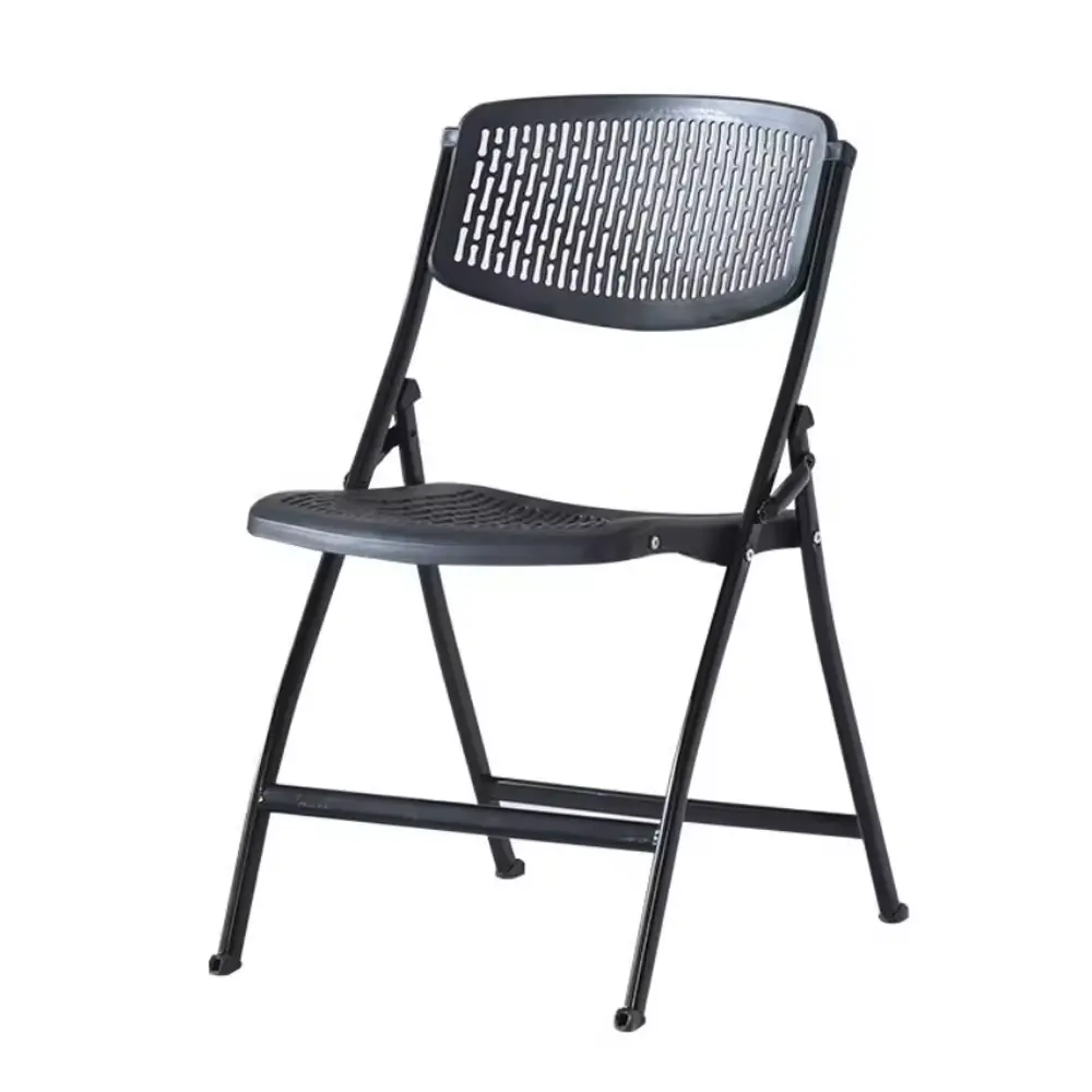 Cadeira de praia para jardim e café ao ar livre, com braço confortável, material flexível, cadeira empilhável de metal para exterior, popular preta