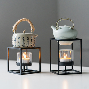 Iron <b>Tea</b> Warmer Candle Holder Square Porcelain <b>Tea</b> Pot <b>Stand</b> For <b>Tea</b> Ceremony Accessories - Product Image 1