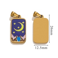 Mystic 18K PVD Chapado en oro Colgante de acero inoxidable Sol Luna Estrella Fuerza Simbólica Tarot Tarjeta Collar Encantos Esmalte colorido