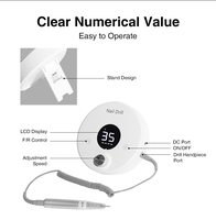 Perceuse à ongles professionnelle portable rechargeable personnalisable, 35000 tr/min, outil de manucure et pédicure électrique sans fil