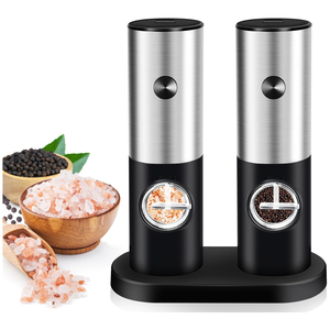 Molinos de Pimienta Eléctricos de Cerámica, Recargables, Automáticos, Juego de Molinillos de Sal y Pimienta con Base, Gran Venta - Product Image 1