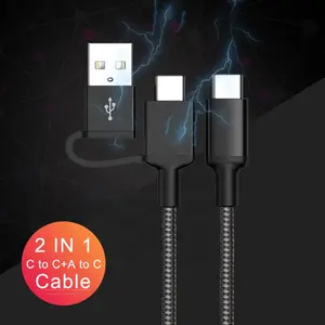 2 In 1 Type C 3A Charging Cable Usb Adapter Usb-c Data Cable PD 60W Fast Charging USB Cable For Mobile Phone