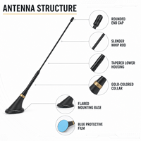 Antenne de toit universelle longue et flexible pour voiture, mât détachable avec base de montage à profil bas, antenne de véhicule OEM personnalisée pour auto, SUV, camion