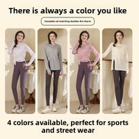 Ensemble deux pièces haut de gamme pour femme : haut de sport à manches longues coupe ajustée couleur nude et cache-cœur pour le yoga, le fitness et le Pilates – Collection Automne/Hiver